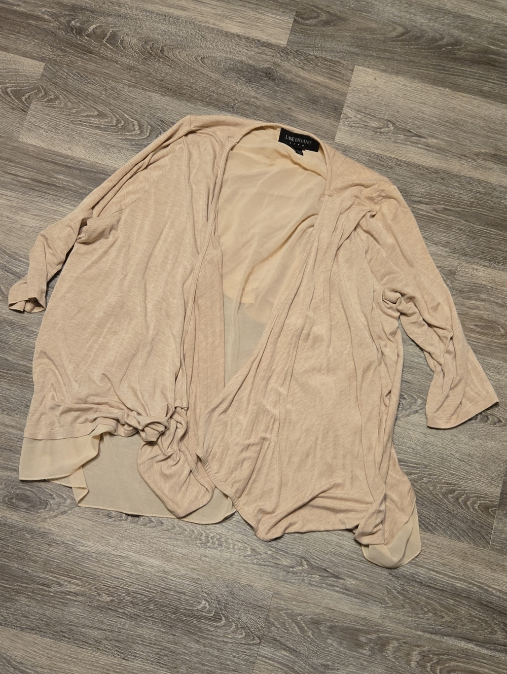 Lane Bryant Oatmeal Knit And Chiffon Cardigan Size 18/20
